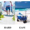 imageCollapsible Wagon with Telescoping Handle  HeavyDuty Folding Utility Cart with Wheels for Camping Garden Beach and Shopping by Pure Garden Blue1 Front Wheel