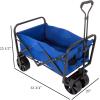 imageCollapsible Wagon with Telescoping Handle  HeavyDuty Folding Utility Cart with Wheels for Camping Garden Beach and Shopping by Pure Garden Blue1 Front Wheel