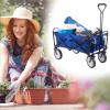 imageCollapsible Wagon with Telescoping Handle  HeavyDuty Folding Utility Cart with Wheels for Camping Garden Beach and Shopping by Pure Garden BlueAll Terrain
