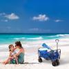 imageFolding Wagon  Collapsible AllTerrain Utility Pull Cart with Extra Wide Wheels for Camping Beach Sports or Grocery Shopping by Wakeman Outdoors Blue HW4700073