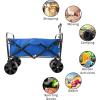 imageFolding Wagon  Collapsible AllTerrain Utility Pull Cart with Extra Wide Wheels for Camping Beach Sports or Grocery Shopping by Wakeman Outdoors Blue HW4700073