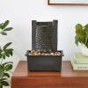imageIndoor Fountain with LED Lights  Lighted Tabletop Water Feature with Stone Wall and Soothing Sound  Zen Dcor for Home or Office by Pure Garden