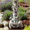 imageOutdoor Water Fountain With LED Lights Lighted Cherub Angel Fountain With Antique Stone Design for Decor on Patio Lawn and Garden By Pure Garden 1025x15