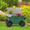 imageRolling Garden Cart with Seat  Plastic Storage with Bench and Interior Tool Tray  Gardening Stool for Weeding and Planting By Pure Garden GreenCart