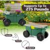 imageRolling Garden Cart with Seat  Plastic Storage with Bench and Interior Tool Tray  Gardening Stool for Weeding and Planting By Pure Garden GreenCart