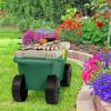 imageRolling Garden Cart with Seat  Plastic Storage with Bench and Interior Tool Tray  Gardening Stool for Weeding and Planting By Pure Garden GreenCart