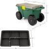 imageRolling Garden Cart with Seat  Plastic Storage with Bench and Interior Tool Tray  Gardening Stool for Weeding and Planting By Pure Garden GreenCart