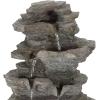 imageTabletop Waterfall Fountain with Cascading Rock and LED Lights  Resin Tiered Stones for Office Patio and Home Decor by Pure Garden Gray