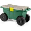 imageRolling Garden Cart with Seat  Plastic Storage with Bench and Interior Tool Tray  Gardening Stool for Weeding and Planting By Pure Garden GreenCart