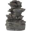 imageTabletop Waterfall Fountain with Cascading Rock and LED Lights  Resin Tiered Stones for Office Patio and Home Decor by Pure Garden Gray