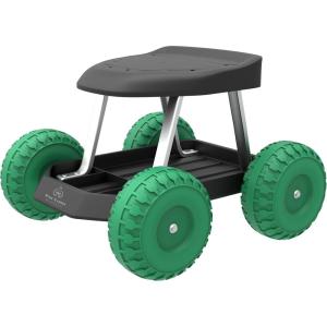 imageGarden Cart Rolling Stool Gardening Seat with Wheels and Tool Tray for Weeding Planting or Lawn Care Yard Tools by Pure Garden Black and Green