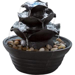 imageIndoor Fountain with LED Lights  Cascading 3Tier Lighted Tabletop Water Feature with Soothing Sound  Zen Dcor for Home or Office by Pure Garden