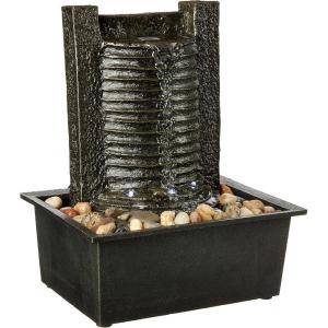 imageIndoor Fountain with LED Lights  Lighted Tabletop Water Feature with Stone Wall and Soothing Sound  Zen Dcor for Home or Office by Pure Garden