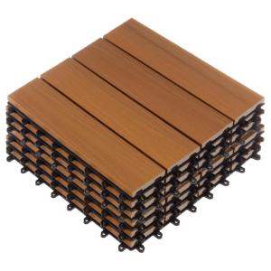imageInterlocking Deck Tiles  6Pack 116in Wood Plastic Composite AllWeather Outdoor Flooring Balcony Poolside or Patio by Pure Garden GrayBrown Woodgrain