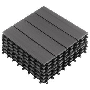 imageInterlocking Deck Tiles  6Pack 116in Wood Plastic Composite AllWeather Outdoor Flooring Balcony Poolside or Patio by Pure Garden GrayGray Woodgrain