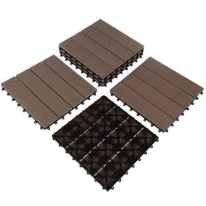 imageInterlocking Deck Tiles  6Pack 116in Wood Plastic Composite AllWeather Outdoor Flooring Balcony Poolside or Patio by Pure Garden GrayMocha Brown