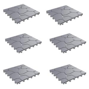 imagePure Garden 12Pack Polypropylene Interlocking Patio Deck Tiles  WeatherResistant Outdoor Flooring for Balcony Porch and Garage GreenGrey