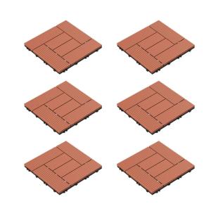 imagePure Garden Patio and Deck Tiles  24Pack Interlocking 12x12 Wood Plastic Composite WeatherResistant Outdoor Flooring Pavers BrownTerracotta
