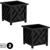 imageLattice Design Planter Box  1475InchSquare Decorative Outdoor Flower or Plant Pot  Front Porch Patio and Garden Decor by Pure Garden WhiteBlack