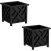 imageLattice Design Planter Box  1475InchSquare Decorative Outdoor Flower or Plant Pot  Front Porch Patio and Garden Decor by Pure Garden WhiteBlack