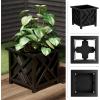 imageLattice Design Planter Box  1475InchSquare Decorative Outdoor Flower or Plant Pot  Front Porch Patio and Garden Decor by Pure Garden WhiteBlack