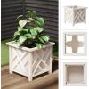 imageLattice Design Planter Box  1475InchSquare Decorative Outdoor Flower or Plant Pot  Front Porch Patio and Garden Decor by Pure Garden WhiteWhite