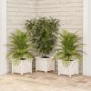 imageLattice Design Planter Box  1475InchSquare Decorative Outdoor Flower or Plant Pot  Front Porch Patio and Garden Decor by Pure Garden WhiteWhite