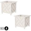 imageLattice Design Planter Box  1475InchSquare Decorative Outdoor Flower or Plant Pot  Front Porch Patio and Garden Decor by Pure Garden WhiteWhite