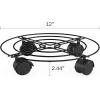 imagePure Garden 50LG1219 Black Metal Plant CaddySet of 2 Round Pot Stand on Wheels12 Rolling Tray Locking Casters Rustproof for OutdoorIndoor Use