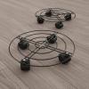 imagePure Garden 50LG1219 Black Metal Plant CaddySet of 2 Round Pot Stand on Wheels12 Rolling Tray Locking Casters Rustproof for OutdoorIndoor Use