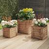 imagePure Garden Fiber Clay Planter Set  3Piece Varying Height Textured Pots  Rounded Bottom and Drainage Holes for Herbs Plants or Flowers GrayBrown