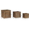 imagePure Garden Fiber Clay Planter Set  3Piece Varying Height Textured Pots  Rounded Bottom and Drainage Holes for Herbs Plants or Flowers GrayBrown