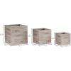 imagePure Garden Fiber Clay Planter Set  3Piece Varying Height Textured Pots  Rounded Bottom and Drainage Holes for Herbs Plants or Flowers GrayGray