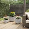 imagePure Garden Fiber Clay Planter Set  3Piece Varying Height Textured Pots  Rounded Bottom and Drainage Holes for Herbs Plants or Flowers GrayGray