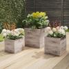 imagePure Garden Fiber Clay Planter Set  3Piece Varying Height Textured Pots  Rounded Bottom and Drainage Holes for Herbs Plants or Flowers GrayGray