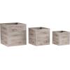 imagePure Garden Fiber Clay Planter Set  3Piece Varying Height Textured Pots  Rounded Bottom and Drainage Holes for Herbs Plants or Flowers GrayGray