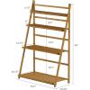 imagePure Garden Ladder Plant Stand4 Tier Freestanding Bamboo Storage ShelfFoldable IndoorOutdoor Rack for Flowerpots Planters Shoe Rack or Display
