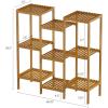 imagePure Garden MultiLevel Plant Stand  Freestanding 9Tier Bamboo Shelf  IndoorOutdoor Shelving Unit for Storage Flowerpots Shoes and Display