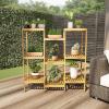 imagePure Garden MultiLevel Plant Stand  Freestanding 9Tier Bamboo Shelf  IndoorOutdoor Shelving Unit for Storage Flowerpots Shoes and Display