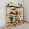 imagePure Garden MultiLevel Plant Stand  Freestanding 9Tier Bamboo Shelf  IndoorOutdoor Shelving Unit for Storage Flowerpots Shoes and Display