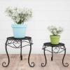 imagePure Garden Plant Stand Indoor or Outdoor Folding Wrought Iron Metal Home and Garden DisplayBlack