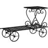 imagePure Garden Plant Stand Indoor or Outdoor Folding Wrought Iron Metal Home and Garden DisplayBlack