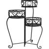 imagePure Garden Plant Stand Indoor or Outdoor Folding Wrought Iron Metal Home and Garden DisplayBlack