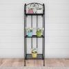 imagePure Garden Plant Stand Indoor or Outdoor Folding Wrought Iron Metal Home and Garden DisplayBlack