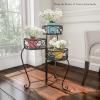 imagePure Garden Plant Stand Indoor or Outdoor Folding Wrought Iron Metal Home and Garden DisplayBlack