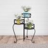 imagePure Garden Plant Stand Indoor or Outdoor Folding Wrought Iron Metal Home and Garden DisplayBlack
