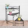 imagePure Garden Plant Stand Indoor or Outdoor Folding Wrought Iron Metal Home and Garden DisplayBlack