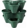 imagePURE GARDEN Set of 3 Stacking Planter Tower  3Tier Space Saving Flower Pots  IndoorOutdoor Vertical Herb and Vegetable Planter Hunter GreenHunter Green