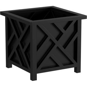 imageLattice Design Planter Box  1475InchSquare Decorative Outdoor Flower or Plant Pot  Front Porch Patio and Garden Decor by Pure Garden WhiteBlack