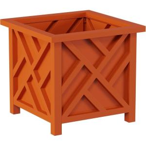 imageLattice Design Planter Box  1475InchSquare Decorative Outdoor Flower or Plant Pot  Front Porch Patio and Garden Decor by Pure Garden WhiteTerracotta